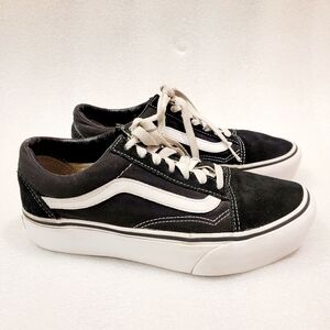 Vans Old Skool Platform Sneakers Black and White Canvas And Suede 7